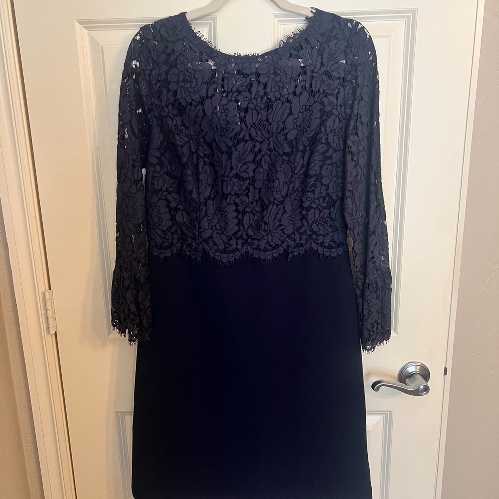 Talbots Blue Sheath Dress with Bell Sleeves for Wedding